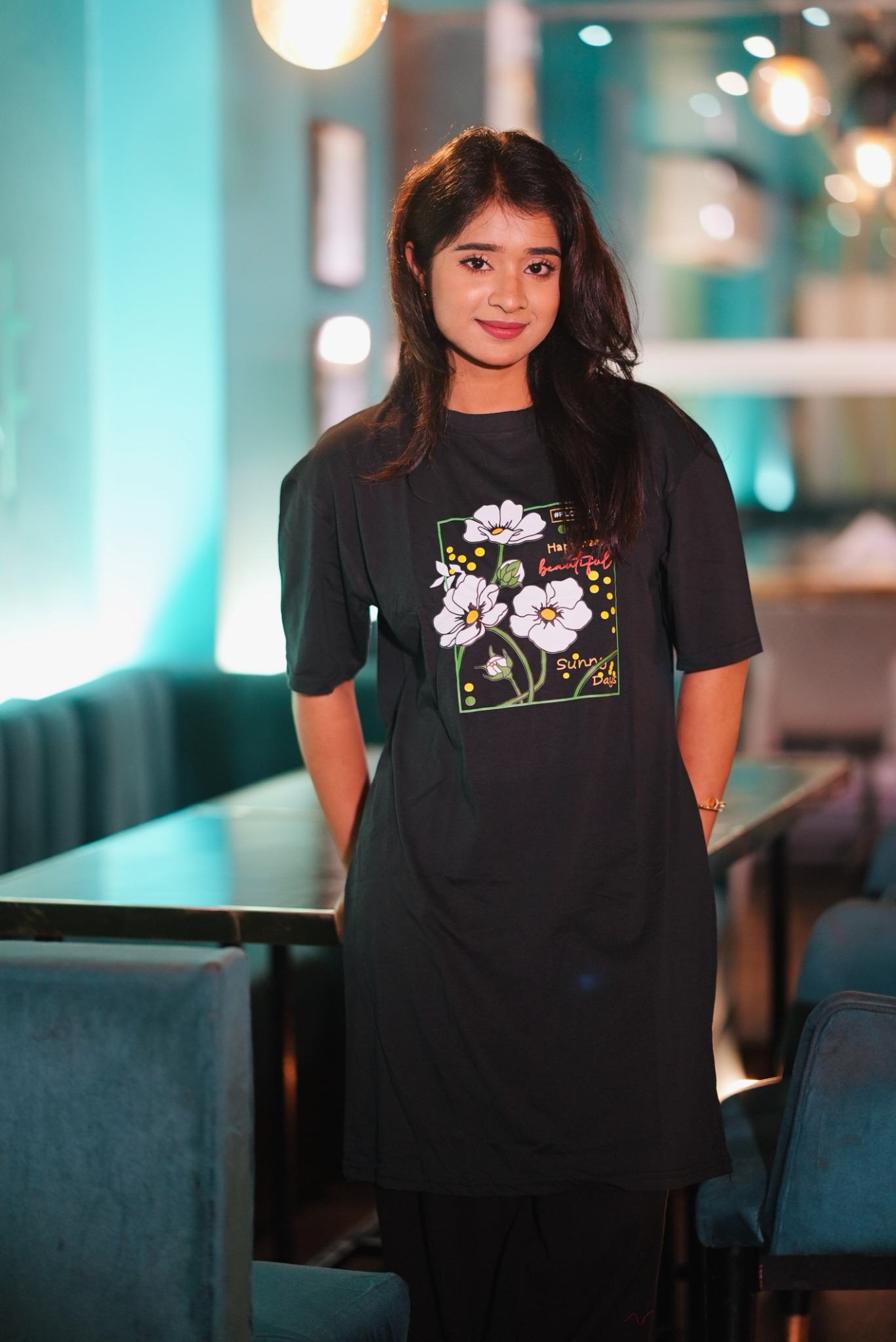 Ladies Long T-Shirt (Sunny Days Black)