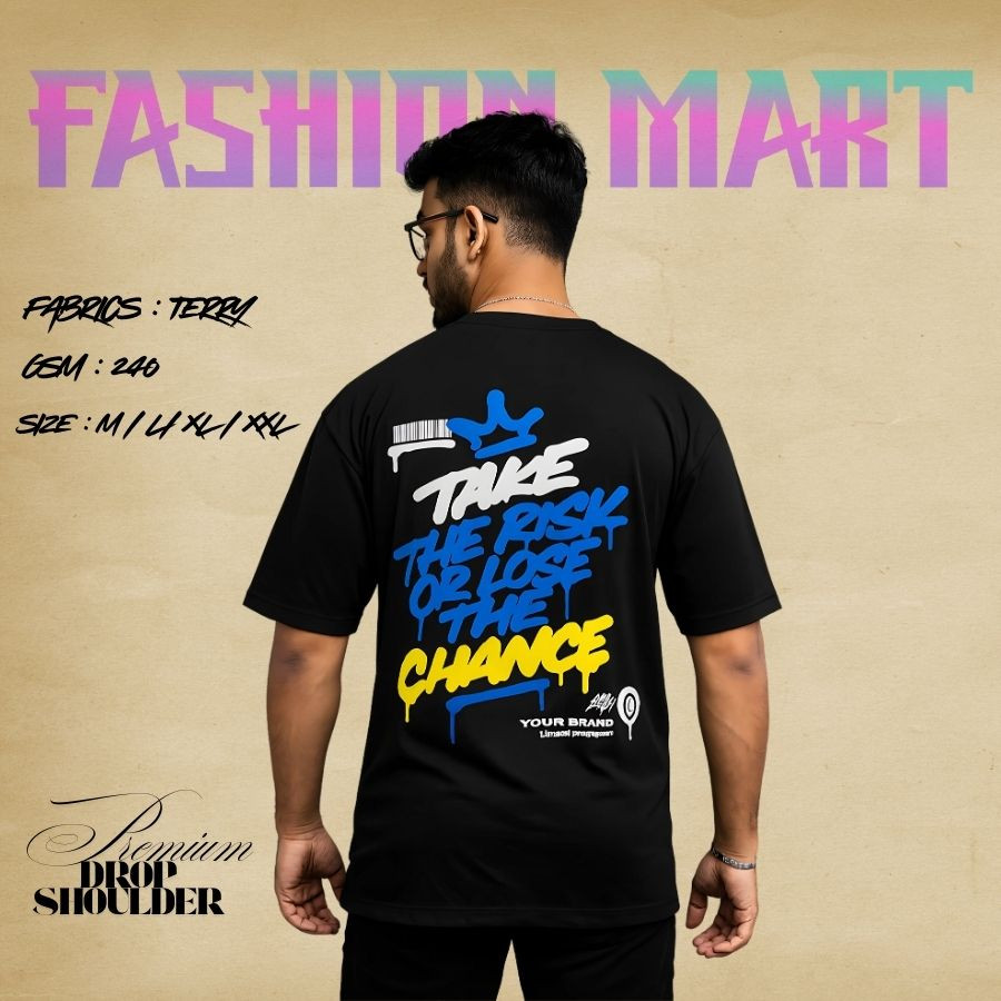 Men's Premium Drop Shoulder T-shirt (TAKE-Black)